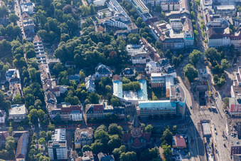 Construction site with tunnel guide for the route of underground Tram on Kaiserplatz/Muehlburger Tor in Karlsruhe in the state Baden-Wurttemberg, Germany
