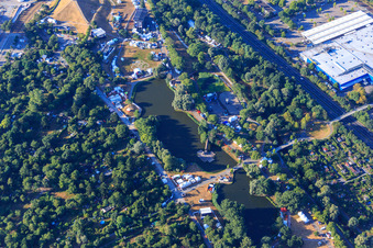 Aerial view of Günther Klotz facility, The Festival, Mount Klotz in the district Südweststadt in Karlsruhe in the state Baden-Wuerttemberg, Germany