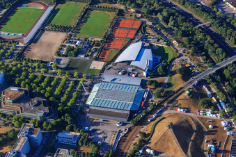 Europahalle. EuropaSpa, Mount Klotz in the district Südweststadt in Karlsruhe in the state Baden-Wuerttemberg, Germany