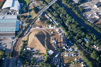 Participants in the Das Fest music festival on the event concert area Guenter-Klotz-Anlage in Karlsruhe in the state Baden-Wurttemberg