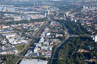 Aerial view of District Grünwinkel in Karlsruhe in the state Baden-Wuerttemberg, Germany