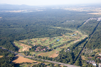 Aerial view of Golf Club in the district Beiertheim-Bulach in Karlsruhe in the state Baden-Wuerttemberg, Germany