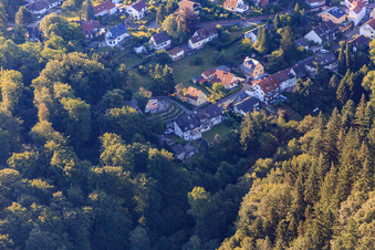 Aerial view of To the forest in the district Grünwettersbach in Karlsruhe in the state Baden-Wuerttemberg, Germany