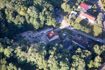 Hohenwettersbacherstraße 38 , "open youth workshop Karlsruhe" at the quarry in the district Grünwettersbach in Karlsruhe in the state Baden-Wuerttemberg, Germany from above