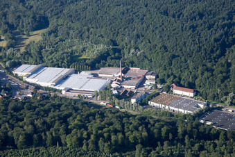 Aerial view of Industrial area in the Albtal spinning mill in Ettlingen in the state Baden-Wuerttemberg, Germany