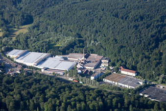Aerial photograpy of Industrial area in the Albtal spinning mill in Ettlingen in the state Baden-Wuerttemberg, Germany