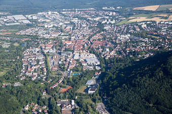 Town View of the streets and houses of the residential areas in Ettlingen in the state Baden-Wurttemberg