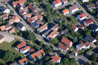 Oblique view of Mary Queen in the district Schluttenbach in Ettlingen in the state Baden-Wuerttemberg, Germany