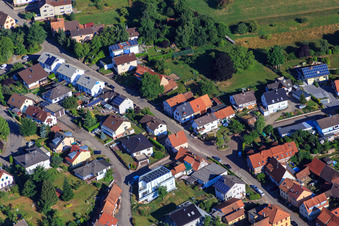 Aerial view of At the Lindenbrunnen with Cleanworld24 in the district Schluttenbach in Ettlingen in the state Baden-Wuerttemberg, Germany