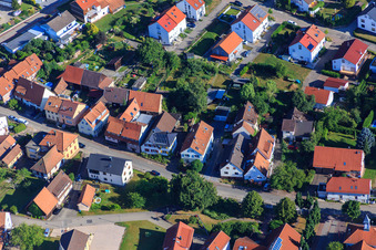 Aerial view of Long Street in the district Schluttenbach in Ettlingen in the state Baden-Wuerttemberg, Germany