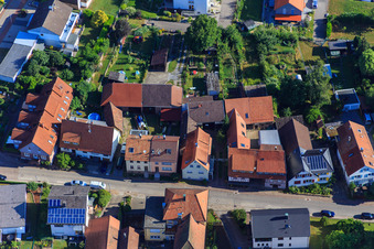Aerial photograpy of Long Street in the district Schluttenbach in Ettlingen in the state Baden-Wuerttemberg, Germany