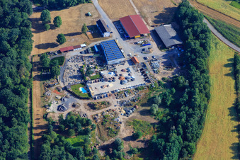 Palatinum landscape and garden design in Hagenbach in the state Rhineland-Palatinate, Germany from the plane