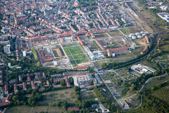 Aerial photograpy of State Garden Show 2015 in Landau in der Pfalz in the state Rhineland-Palatinate, Germany