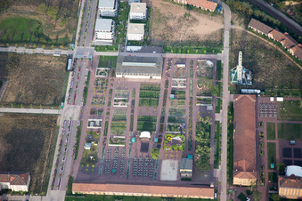 State Garden Show 2015 in Landau in der Pfalz in the state Rhineland-Palatinate, Germany seen from above