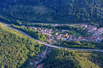 Course of the B48 above the town in Rinnthal in the state Rhineland-Palatinate, Germany