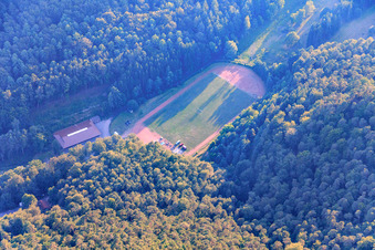 Sports field Wilgartswiesen and Falkenburghalle in the forest in Wilgartswiesen in the state Rhineland-Palatinate, Germany
