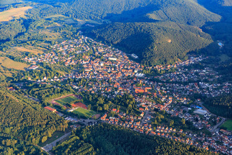 City overview from the north in Hauenstein in the state Rhineland-Palatinate, Germany