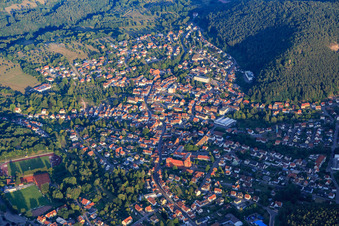City overview from the west in Hauenstein in the state Rhineland-Palatinate, Germany