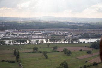 Industrial area N from the east in Worms in the state Rhineland-Palatinate, Germany