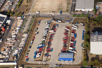 Industrial area Im Langgewan, forwarding company Kube & Kubenz in Worms in the state Rhineland-Palatinate, Germany out of the air