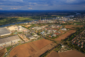 Industrial area North on the Rhine with Procter & Gamble in Worms in the state Rhineland-Palatinate, Germany