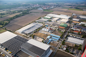 Aerial view of Bosch in the district Rheindürkheim in Worms in the state Rhineland-Palatinate, Germany