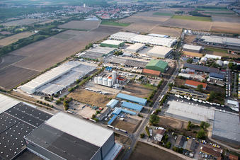 Aerial photograpy of Bosch in the district Rheindürkheim in Worms in the state Rhineland-Palatinate, Germany