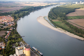 Aerial view of District Rheindürkheim in Worms in the state Rhineland-Palatinate, Germany