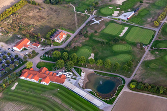 Drone image of Grounds of the Golf course at Golfpark Biblis-Wattenheim *****GOLF absolute in Wattenheim in the state Hesse, Germany