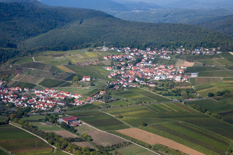 Oblique view of District Gleiszellen in Gleiszellen-Gleishorbach in the state Rhineland-Palatinate, Germany