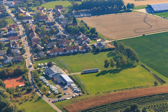 Motorhomes at the Dierbachhalle in Dierbach in the state Rhineland-Palatinate, Germany