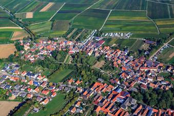 Village overview from the south in Dierbach in the state Rhineland-Palatinate, Germany