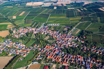 Aerial view of Village overview from the south in Dierbach in the state Rhineland-Palatinate, Germany