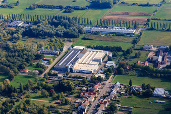 Aerial view of Webasto Mechatronics in the district Schaidt in Wörth am Rhein in the state Rhineland-Palatinate, Germany