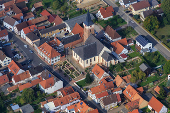 Church, community center Schaidt and Viehstrich Museum in the district Schaidt in Wörth am Rhein in the state Rhineland-Palatinate, Germany