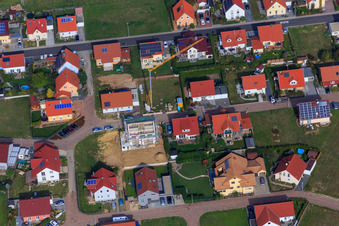 Aerial photograpy of New development area Im Unterfeld in the district Schaidt in Wörth am Rhein in the state Rhineland-Palatinate, Germany