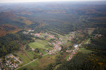 Dambach in the state Bas-Rhin, France seen from above