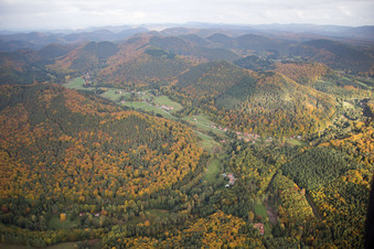 Dambach in the state Bas-Rhin, France seen from above