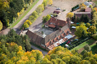 Villa le Riessack in Niederbronn-les-Bains in the state Bas-Rhin, France seen from above