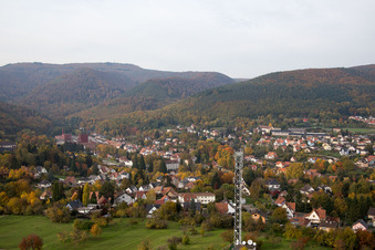 Drone image of Niederbronn-les-Bains in the state Bas-Rhin, France