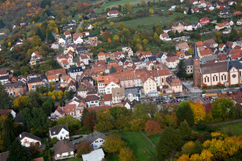 Niederbronn-les-Bains in the state Bas-Rhin, France seen from a drone