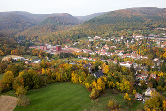 Aerial photograpy of Niederbronn-les-Bains in the state Bas-Rhin, France