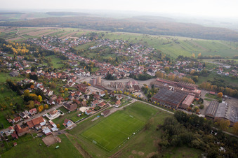 Aerial view of Zinswiller in the state Bas-Rhin, France