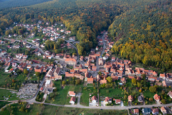 Offwiller in the state Bas-Rhin, France from above
