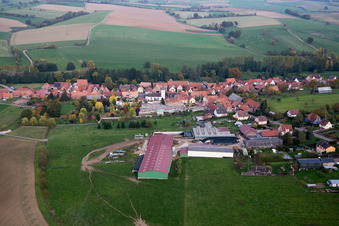 Aerial view of Bischholtz in the state Bas-Rhin, France