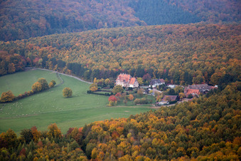 Villa le Riessack in Niederbronn-les-Bains in the state Bas-Rhin, France from the plane