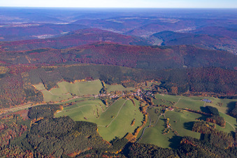 Aerial view of District Watterbach in Kirchzell in the state Bavaria, Germany