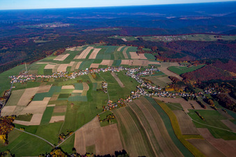 District Würzberg in Michelstadt in the state Hesse, Germany from above