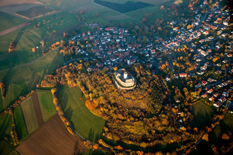 Castle of the fortress Feste Otzberg with autumn colours in Otzberg in the state Hesse