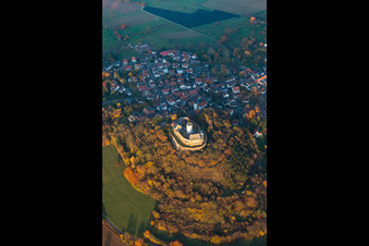 Aerial view of Fortress Otzberg in the district Hering in Otzberg in the state Hesse, Germany